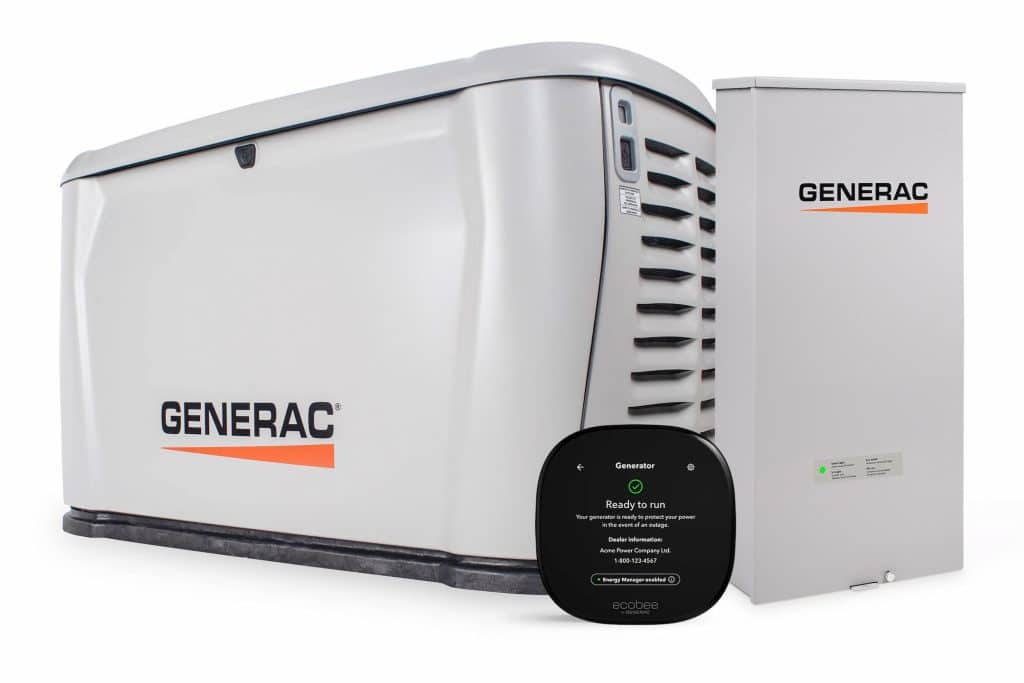 Image of Generac Standby Generator Cellular with Transfer Switch Ecobee Smart Thermostat